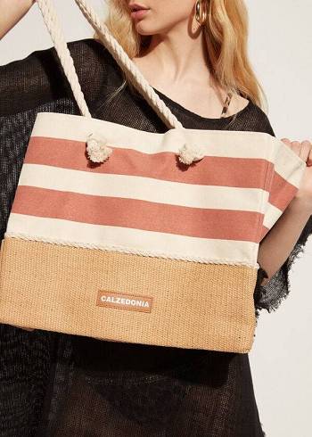 Acessorios Calzedonia Striped Beach Bag Marrom | BR1284DN