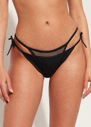 Bikini Bottoms Calzedonia Brazilian String Tokyo Pretas | BR1342LH