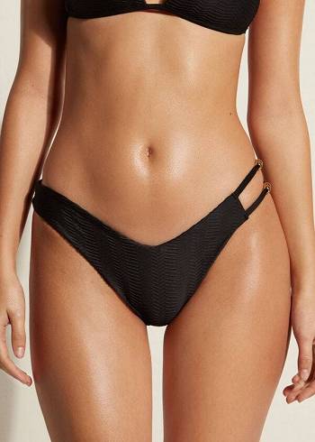 Bikini Bottoms Calzedonia Chevron High-Cut Brazilian Casablanca Pretas | BR1352EX