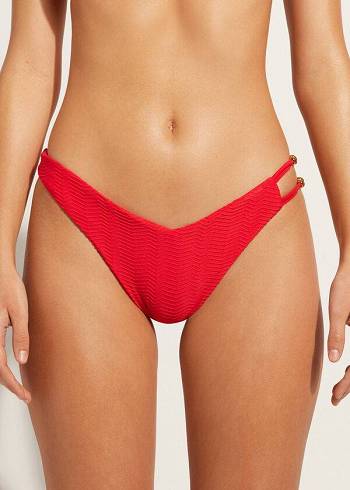 Bikini Bottoms Calzedonia Chevron High-Cut Brazilian Casablanca Vermelhas | BR1353RW