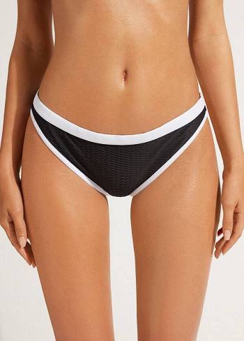 Bikini Bottoms Calzedonia Coimbra Pretas Branco | BR1369ZG