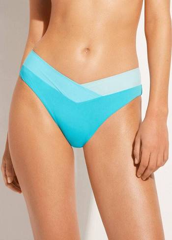 Bikini Bottoms Calzedonia Color Block Azzorre Turquesa Verdes | BR1370XF