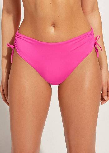 Bikini Bottoms Calzedonia High-Waist Drawstring Indonesia Rosa | BR1457RW