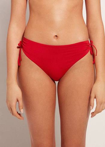 Bikini Bottoms Calzedonia High-Waist Drawstring Indonesia Vermelhas | BR1459YU