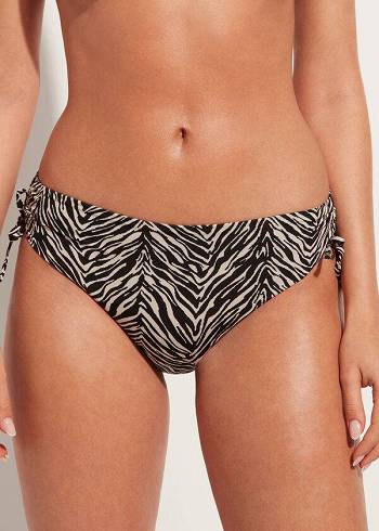 Bikini Bottoms Calzedonia High-Waist Drawstring Nairobi Pretas | BR1460UT