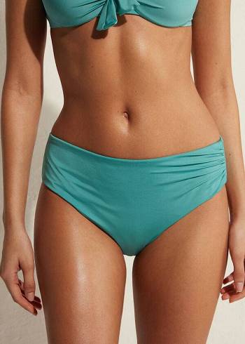 Bikini Bottoms Calzedonia High Waist Indonesia Eco Turquesa | BR1426NB