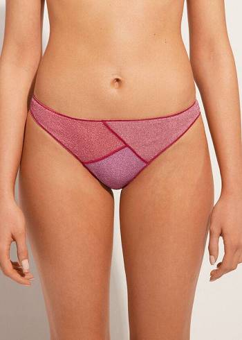 Bikini Bottoms Calzedonia Lamé Lisbona Rosa | BR1489PQ