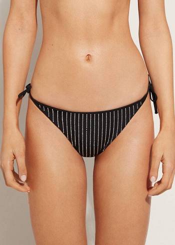 Bikini Bottoms Calzedonia Rhinestone Brazilian String Shanghai Pretas | BR1516AP