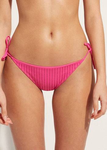 Bikini Bottoms Calzedonia Rhinestone Brazilian String Shanghai Rosa | BR1517SO