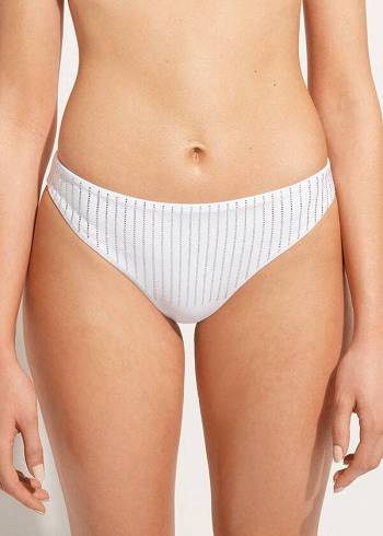 Bikini Bottoms Calzedonia Rhinestone Shanghai Branco | BR1523KI