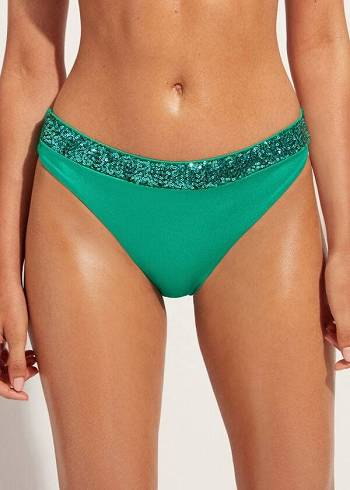 Bikini Bottoms Calzedonia Sequined Cannes Verdes | BR1536TV