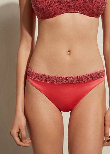 Bikini Bottoms Calzedonia Sequined Cannes Rosa | BR1537YU