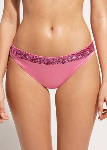 Bikini Bottoms Calzedonia Sequined Cannes rosa Rosa | BR1540OR