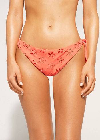 Bikini Bottoms Calzedonia Side Tie Brazilian Corfù Coral Laranja | BR1558QZ