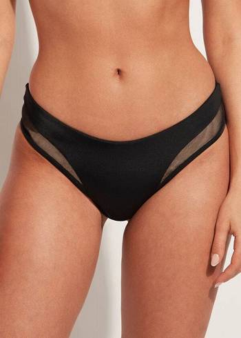 Bikini Bottoms Calzedonia Tulle Insert Shaped Waist Tokyo Rosa | BR1657CE