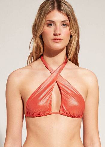 Bikini Tops Calzedonia Bandeau Antigua Coral Laranja | BR1685BC