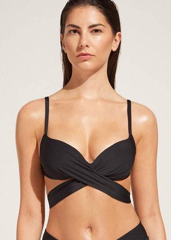 Bikini Tops Calzedonia Graduated Padded Push Up Indonesia Pretas | BR1720UT