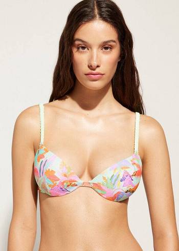 Bikini Tops Calzedonia Graduated Padded Push-Up Tahiti Verdes | BR1727FM