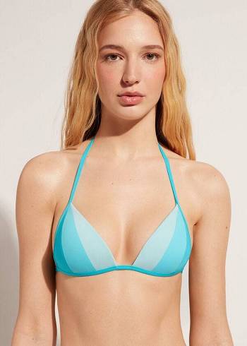 Bikini Tops Calzedonia Graduated Padded Triangle Azzorre Turquesa | BR1731KI