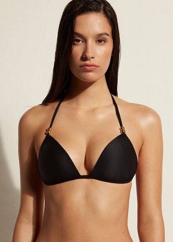 Bikini Tops Calzedonia Graduated Padded Triangle Casablanca Pretas | BR1736VD