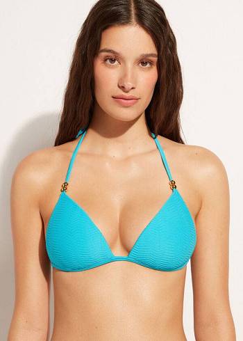 Bikini Tops Calzedonia Graduated Padded Triangle Casablanca Turquesa | BR1738NB