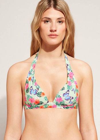 Bikini Tops Calzedonia Graduated Padded Triangle Malibu Multicoloridas | BR1743RW