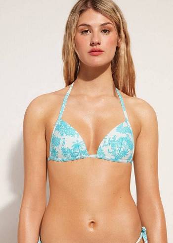 Bikini Tops Calzedonia Graduated Padded Triangle Sorrento Azuis | BR1750AP