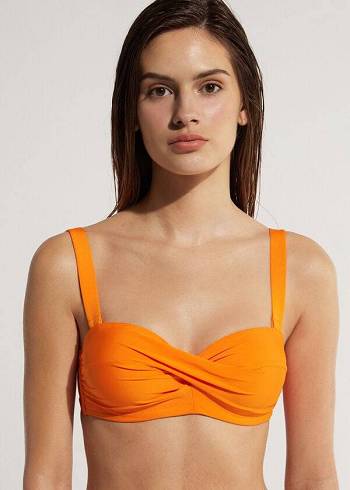 Bikini Tops Calzedonia Padded Bandeau Indonesia Laranja | BR1788VD