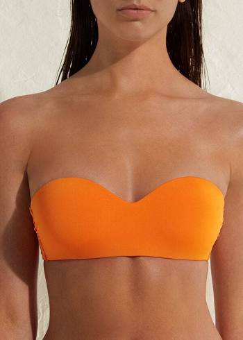 Bikini Tops Calzedonia Padded Bandeau Indonesia Eco Laranja | BR1792QZ