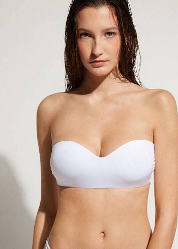 Bikini Tops Calzedonia Padded Bandeau Indonesia Eco cobey Branco | BR1797YU