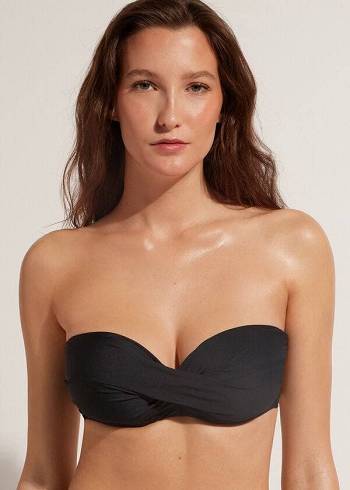 Bikini Tops Calzedonia Padded Bandeau Indonesia Eco cobey Pretas | BR1798UT