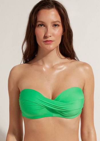 Bikini Tops Calzedonia Padded Bandeau Indonesia Eco cobey Verdes | BR1799IS