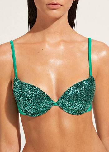 Bikini Tops Calzedonia Padded Push-Up Cannes Verdes | BR1840VD