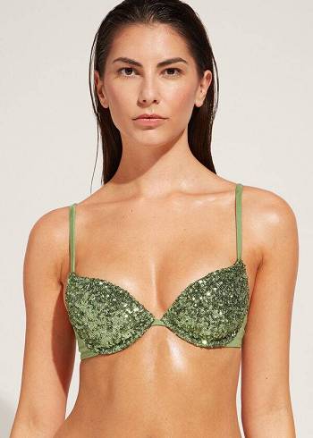 Bikini Tops Calzedonia Padded Push-Up Cannes rosa Verdes | BR1842NB