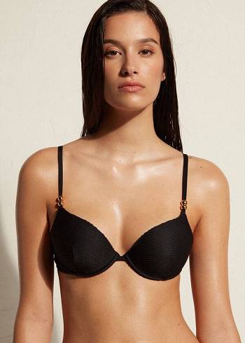 Bikini Tops Calzedonia Padded Push-Up Casablanca Pretas | BR1846EX