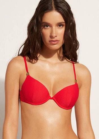 Bikini Tops Calzedonia Padded Push-Up Casablanca Vermelhas | BR1847RW