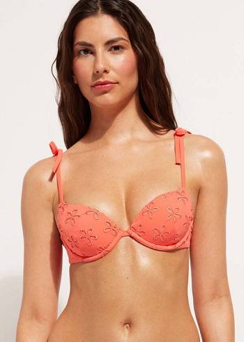 Bikini Tops Calzedonia Padded Push-Up Corfù Coral Laranja | BR1850UT