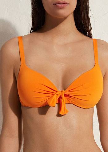 Bikini Tops Calzedonia Padded Push Up Indonesia Eco Sexy Laranja | BR1828AP