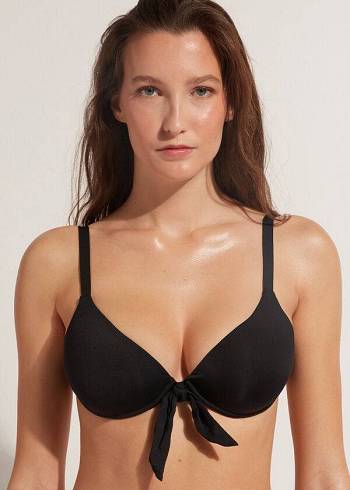 Bikini Tops Calzedonia Padded Push-Up Indonesia Pretas | BR1852OR