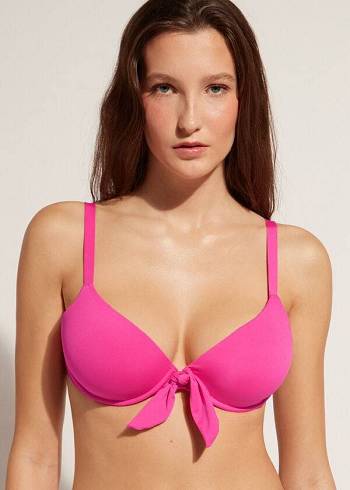 Bikini Tops Calzedonia Padded Push-Up Indonesia Rosa | BR1854AP