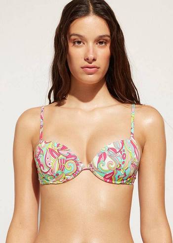 Bikini Tops Calzedonia Padded Push-Up Londra Multicoloridas | BR1861KI