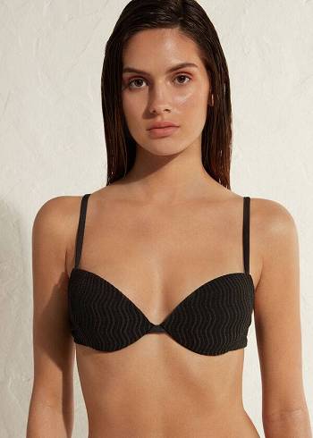 Bikini Tops Calzedonia Padded Push-Up Mykonos Pretas | BR1867BC