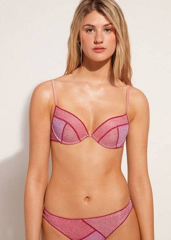 Bikini Tops Calzedonia Padded Push-up Lisbona Rosa | BR1860JJ