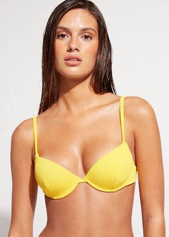 Bikini Tops Calzedonia Padded Push-up New York Amarelas | BR1873RW