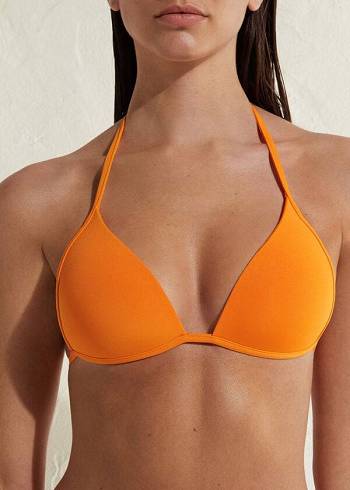 Bikini Tops Calzedonia Padded Triangle Indonesia Eco rise Laranja | BR1917CE