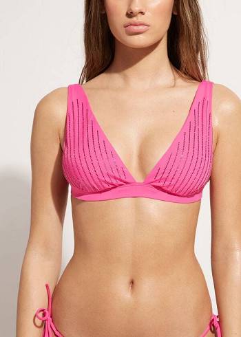 Bikini Tops Calzedonia Padded Triangle Shanghai Rosa | BR1935FM