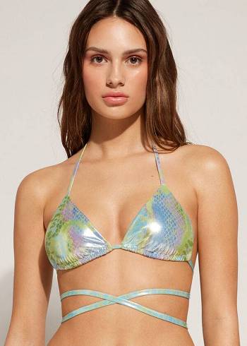 Bikini Tops Calzedonia Snake-Pattern Triangle String Las Palmas Verdes | BR1959SO