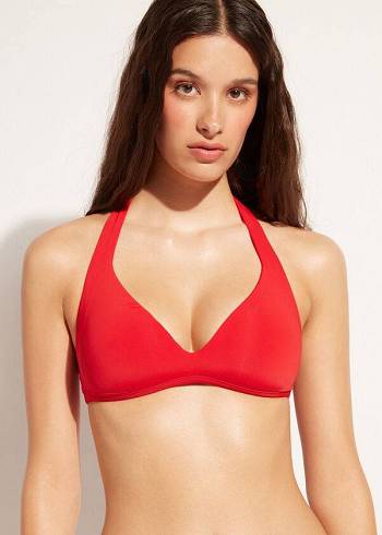 Bikini Tops Calzedonia Soft Padded Triangle Indonesia Vermelhas | BR1969CE