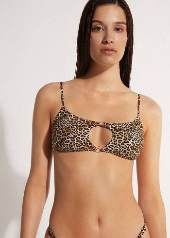 Bikini Tops Calzedonia Tank Malindi Marrom Pretas | BR1982OR