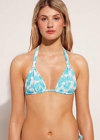 Bikini Tops Calzedonia Triangle String Sorrento Azuis | BR2059IS